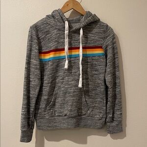 Reflex “Life is out there “ Gray Hoodie with Rainbow Stripe Size Small
